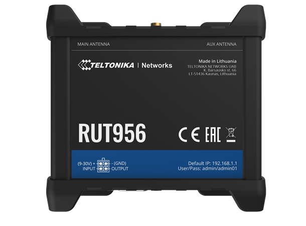 Teltonika RUT956 4G-ruter 4G Cat4, 2 SIM, WiFi, I/O, GPS/GNSS