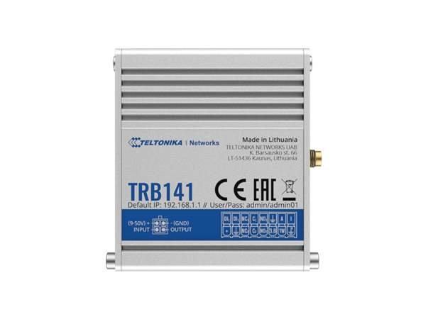 Teltonika TRB141 LTE GPIO-gateway 1 eth, 1 SIM, Cat1 LTE, 2 reléutganger