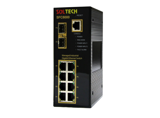 Soltech SFC8000 SNMP S-ring switch 8-Ports 10/100/1000Mbps-TP + 2-SFP Slots