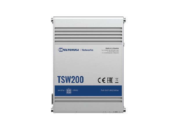 Teltonika TSW200 industriell PoE+ switch 8xGbE IEEE 802.3af/at 240w + 2xSFP
